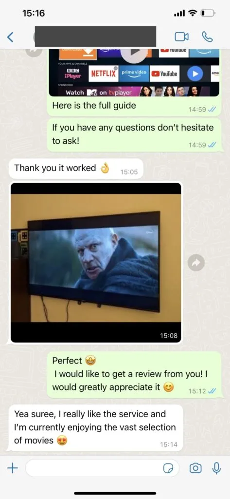 Illustrative StrimoIPTV WhatsApp support conversation 1