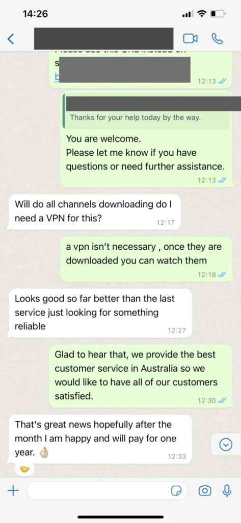 Illustrative StrimoIPTV WhatsApp support conversation 3